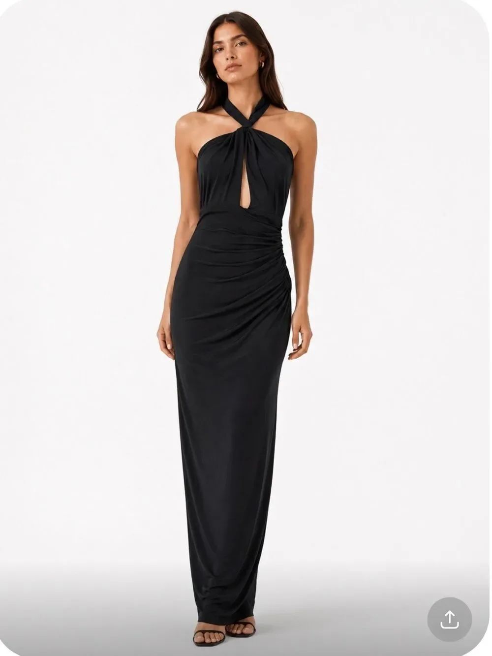 VINCE CAMUTO Black Halter Ruched Maxi Dress Size 6